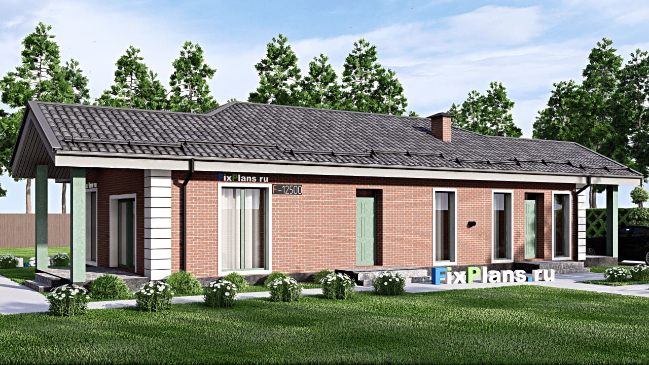 Одноэтажный дом F-12500 — фасад