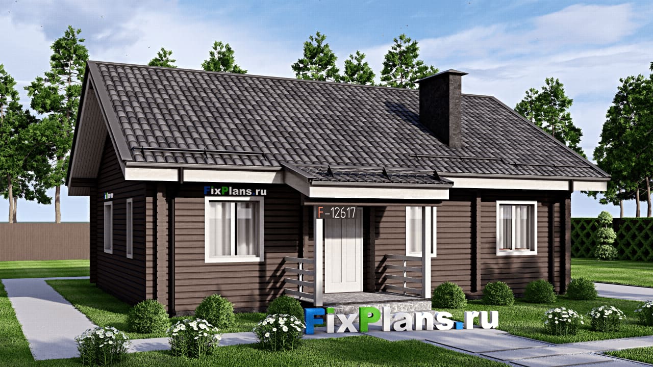 Одноэтажный дом F-12617 — фасад