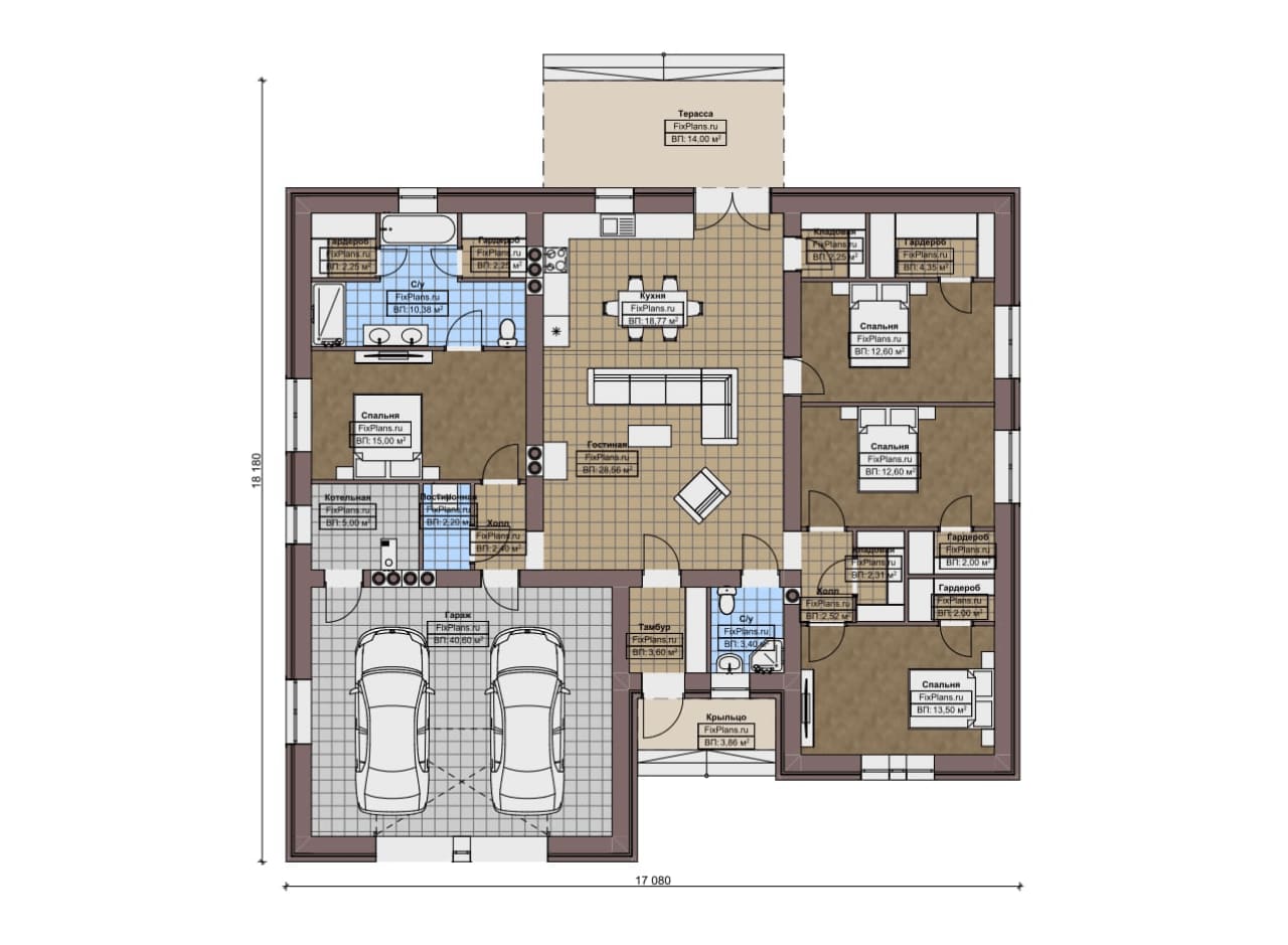 Планировка Одноэтажный дом F-16730