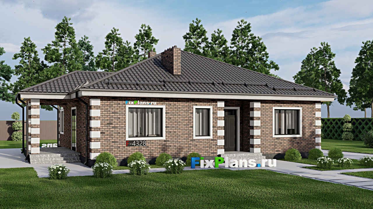Одноэтажный дом F-4328 — фасад