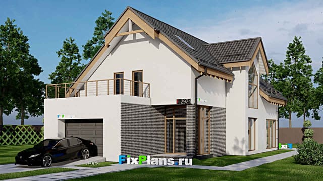 Одноэтажный дом с мансардой  F - 2924